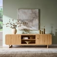 thumbnail image 3 of Aitjunz 65" TV Stand, Modern Media Console with Sliding Doors, Rounded Corners, Adjustable Shelves and Open Storage, Entertainment Center for Living Room, Natural, 3 of 6