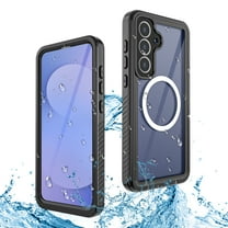 ELEHOLD Waterproof Full Body Magnetic Case for Apple Samsung Galaxy S25 FE with Built-in Screen Protector, Shock-Absorbent  Anti-Scratch Magnetic Wireless Charging Cover,Black