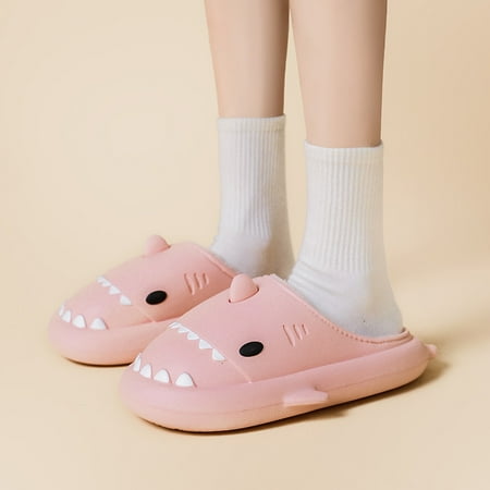 

Cartoon Shark Slippers EVA Soft Bottom Plus Velvet Warm Household Shoes Autumn And Winter
