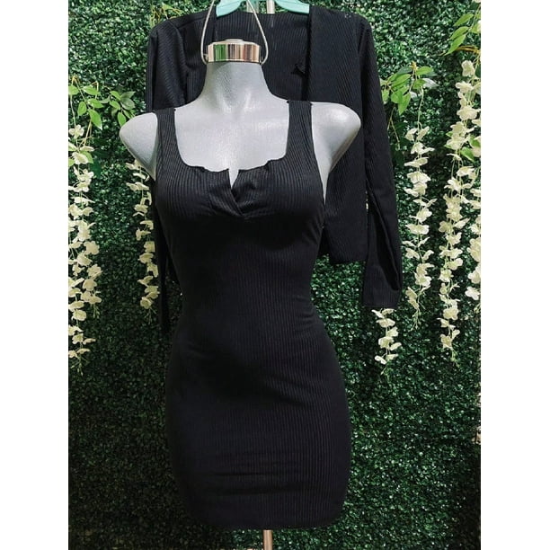 Vestido Corte De Lechuga Con Sueter Conjunto Color Negro Talla Unitalla Marca Emil SaEs