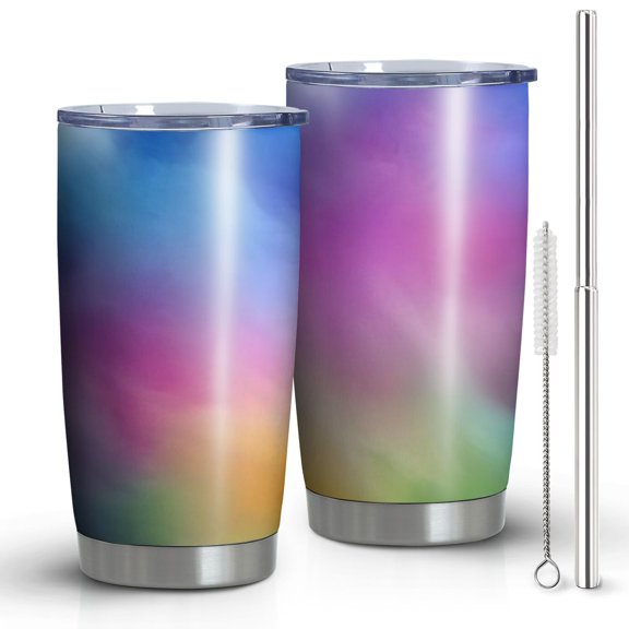 20oz Tumblers Rainbow Tie Dye Cloud Pattern Stainless Steel Vacuum Insulated Double Wall Travel Tumbler Cups Mug with Lid and Straw,Cleaning Brush for Cold & Hot Drinks