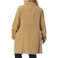 thumbnail image 3 of Agnes Orinda Women's Plus Size Jean Jacket Long Sleeve Maxi Length Denim Jackets 2X Khaki, 3 of 6