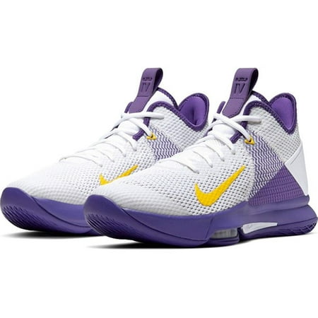 Nike Men's LeBron Witness IV 'Lakers' Basketball Shoes White Amarillo Field Purple BV7427-100 100% Authentic Free Fast Shipping