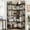 Black + Black Embossed 5 tier, variant on Danolapsi Corner Bookshelf 86" L Shaped Bookcase, h Shaped Bookshelf Arched 7 Tier Shelf, Large Bookcase with Metal Frame, Helf Corner Display Rack for Living Room Bedroom