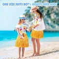 thumbnail image 6 of 7 Pack Hula Skirt Costume Kit for Hawaii Luau Party, 16 in 2-Layer Grass Skirt, Hawaiian Lei, Hibiscus Hair Clip, Pineapple Sunglasses for Kids, 6 of 7