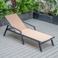 thumbnail image 6 of LeisureMod Marlin Modern Black Aluminum Outdoor Patio Chaise Lounge Chair With Arms Set of 2 with Square Fire Pit Side Table Perfect for Patio, Lawn, and Garden (Light Brown), 6 of 21