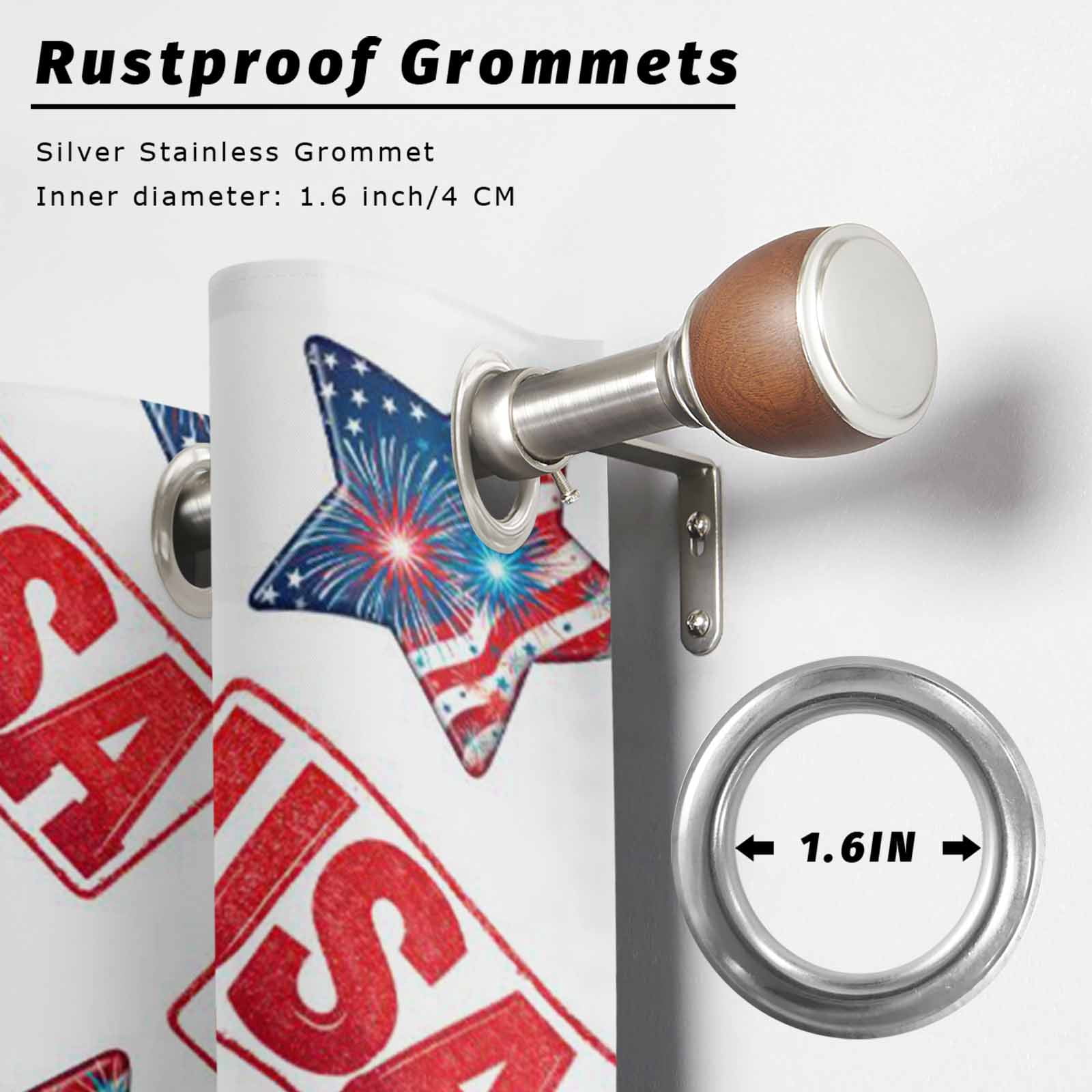 Independence Day Star Outdoor Curtains for Patio, Patriotic USA Flag Red Blue Star Fireworks Sunshade Privacy Drapes Grommet Waterproof Outside Curtains for Porch/Cabana/Balcony 54"x 108", 1 Panel