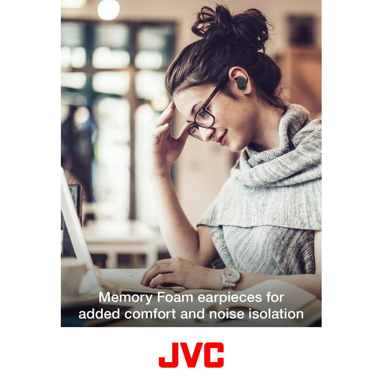 JVC HAA50TB - Auriculares verdaderamente inalámbricos con cancelación de  ruido con auriculares de espuma viscoelástica, batería de 32 horas con