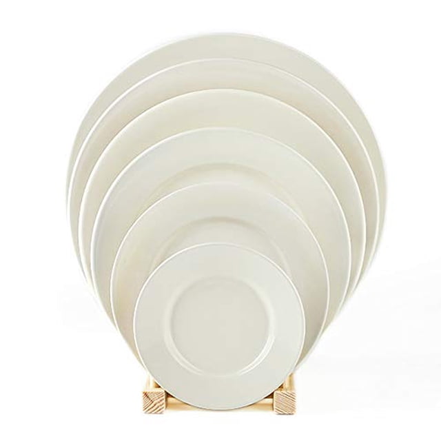 Restaurant Value, Stoneware Wide Rim with Rolled-edge, America White Round Plate 12", Case of 12