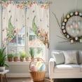 thumbnail image 3 of Easter Swag Valance Curtains Easter Gnomes Rabbits Tulip Flower Plants Retro Linen Rod Pocket Swag Curtains Small Window Treatments for Kitchen Bathroom Bedroom 28" W x 36" L, 2 Panels, 3 of 9