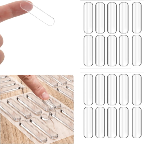 10 Pcs Clear Cabinet Door Bumpers, Self Adhesive Silicone Bumpers, Fridge Door Stoppers for Wall, Home, Office & Cabinets, Anti Collision Rubber Bumper Stripes Toilet Covers for Sound Dampening