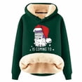 thumbnail image 1 of Haut à Capuche Chaud Imprimé de Noël pour Femmes Automne/hiver avec Fermeture Éclair Quart, T-Shirts Légers pour Femmes, Hauts Junior Mignons, Haut Rond, Mode Grande Taille pour Femmes, Blanc TTTTG, 1 of 4