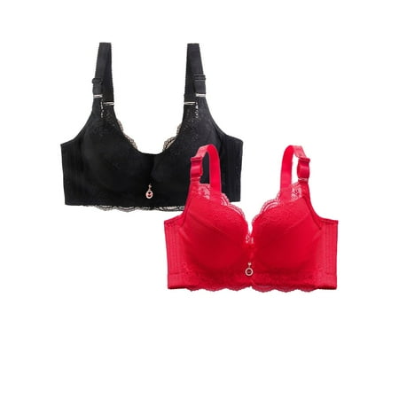 HCURIBAD Clearance! Bras for Women  Pack of 2 Sports Bra Women s Breathable Plus Size Lace Bra Womens Bras Sexy Wireless Bras for Women  Push up Bra  Bra Pack 2Pcs Underwear White 5XL