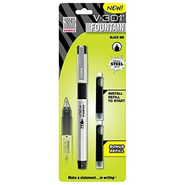 Zebra V301 Stainless Steel Fountain Pen with Refill (48111) by Zebra