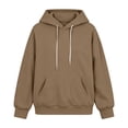 thumbnail image 2 of AKOEE Womens Oversized Hoodie with Pockets Plain Hooded Sweatshirts Casual Drawstring Long Sleeve Pullovers (XL, Brown), 2 of 7