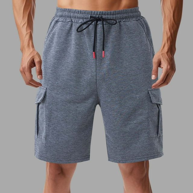 pstuiky Pantalones cortos cargo para hombre, Pantalones cortos deportivos de cinco pulgadas para hombre, de verano, con cintura elástica, cordón y múltiples bolsillos Pantalones cortos de baloncesto