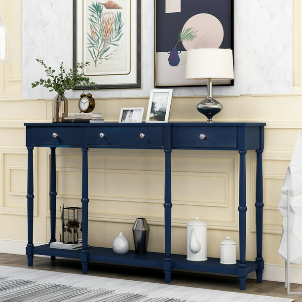Buffet Cabinet Sideboard Hallway Foyer, Blue Console Table With Shelves