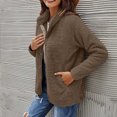 thumbnail image 5 of Herrnalise Jackets For Women Fashion Solid Pocket Color Jacket Plush Long Sleeves Lapel Coat Shackets For Women 2023 fall Coffee,XL, 5 of 8