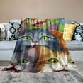 thumbnail image 2 of Shangniulu Cartoon Selfie Cat Flannel Blanket for Bed, Kitten Fleece Throw Blanket for Women, Men and Kids - Super Soft Plush Cat Blanket Throw, 2 of 6