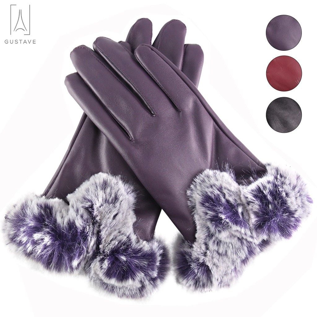 Women Ladies Winter Gloves Thermal Fleece Warm Lined  Soft Trim Fur Glove 