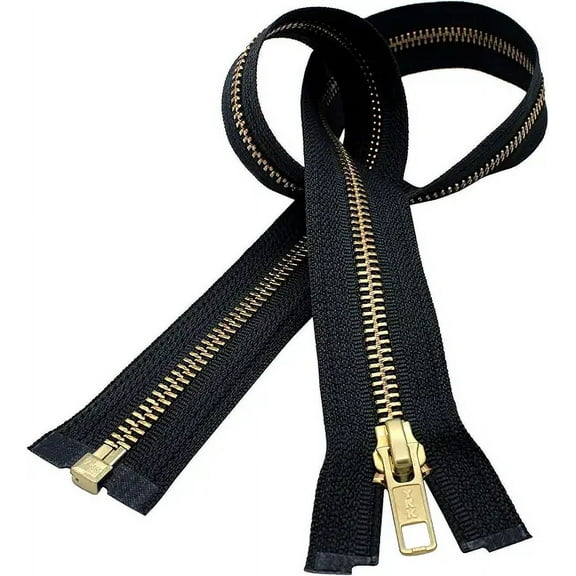 YKK 34" Medium Weight Jacket Zipper YKK #5 Brass ~ Separating ~ 580 Black (1 Zipper/Pack)
