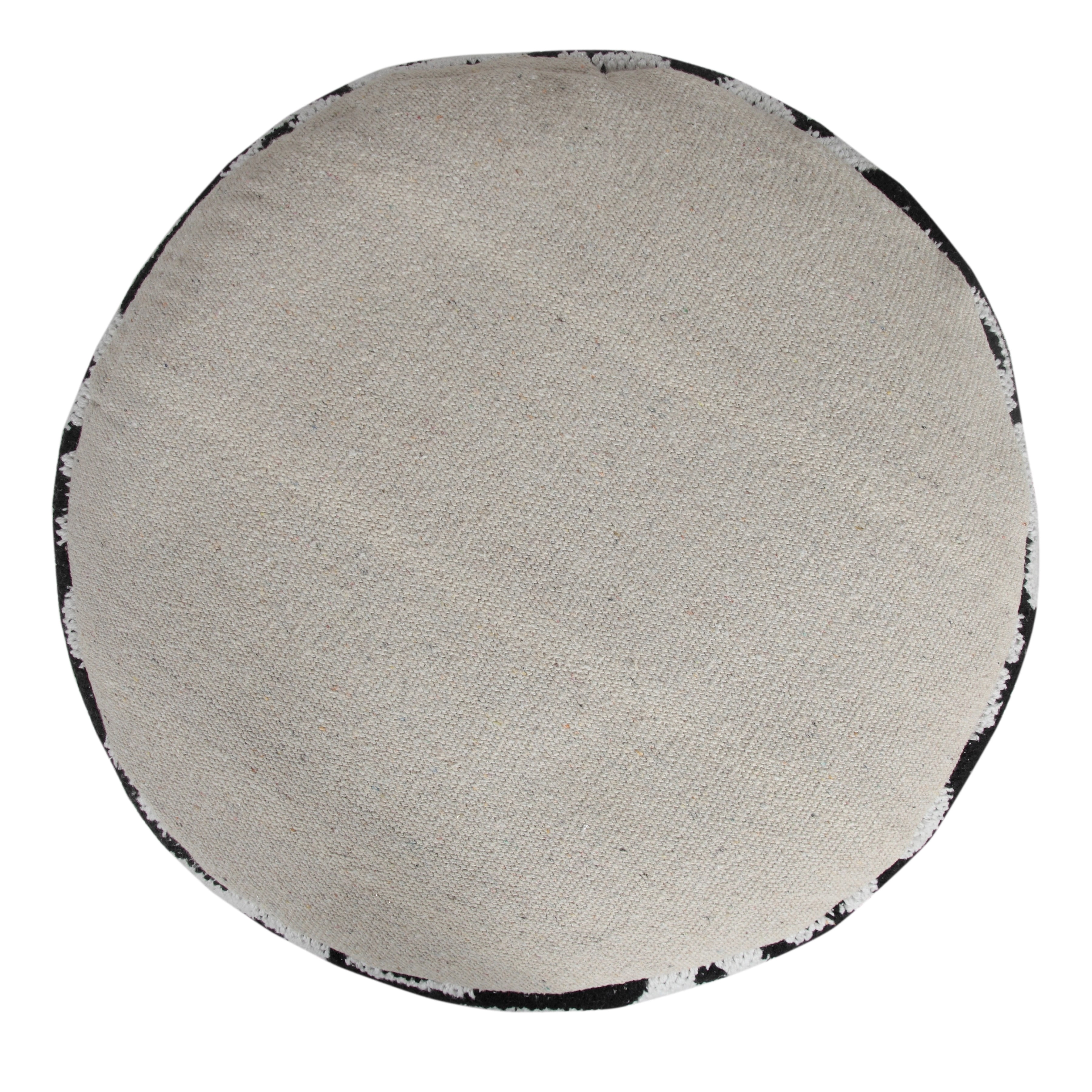 LR Home Small Abstract Indoor Round Pouf, Black/White, 18" x 18" x 14"