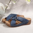 thumbnail image 5 of Yyuenw Summer Open Toe Cross Band Wedge Slides Women PU Adjustable Buckle Slip On Sandals, 5 of 8