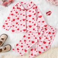 thumbnail image 2 of Girls Pajamas Set Matching Valentines Day Pajamas Hearts Shape Printed 2 Piece Long Sleeve Holiday Pajama for Toddler Boys Girls 3-4 Years, 2 of 7