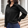 thumbnail image 2 of Shirts For Women Button Down Shirts Long Sleeve V Neck Tops Wrinkle Collared Work Solid Blouses Tops Womens Tops, 2 of 4