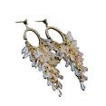 thumbnail image 1 of Pendientes nupciales de circonio cúbico, pendientes de boda colgantes hipoalergénicos para novias, pendientes de dama de honor ER, 1 of 4