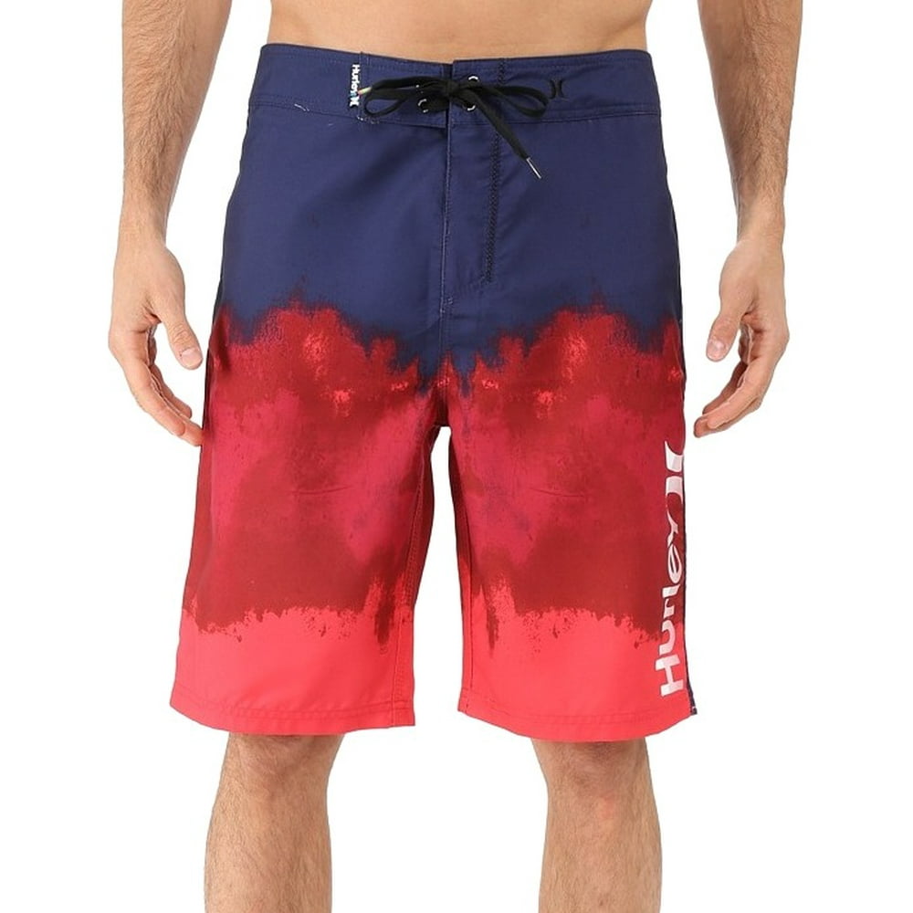 Hurley Hurley NEW Blue Red Crimson Mens Size 36 Colorblock Swim Board Shorts