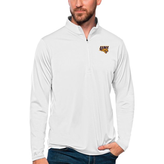 Men's Antigua White Northern Iowa Panthers Tribute Quarter-Zip Top