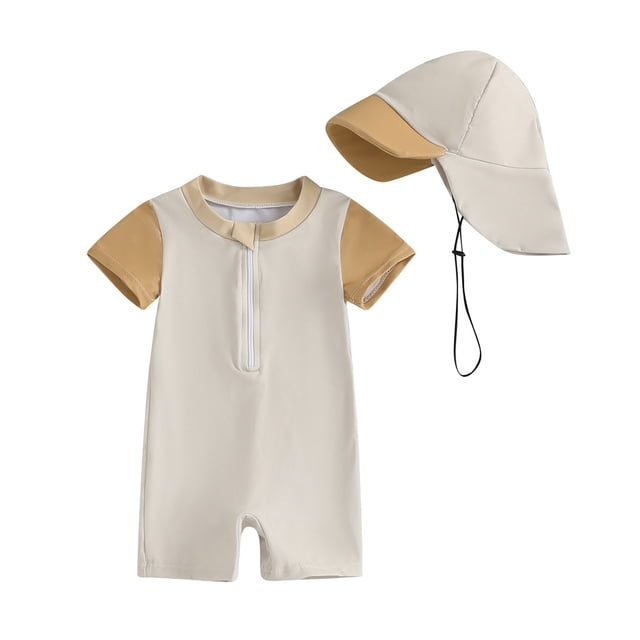 MIASHUI Boys UPF 50+ Sun Protective Swimwear Rash Guard Suit With For Toddler Beach And Pool Summer Water Activities Khaki,3-6 Months
