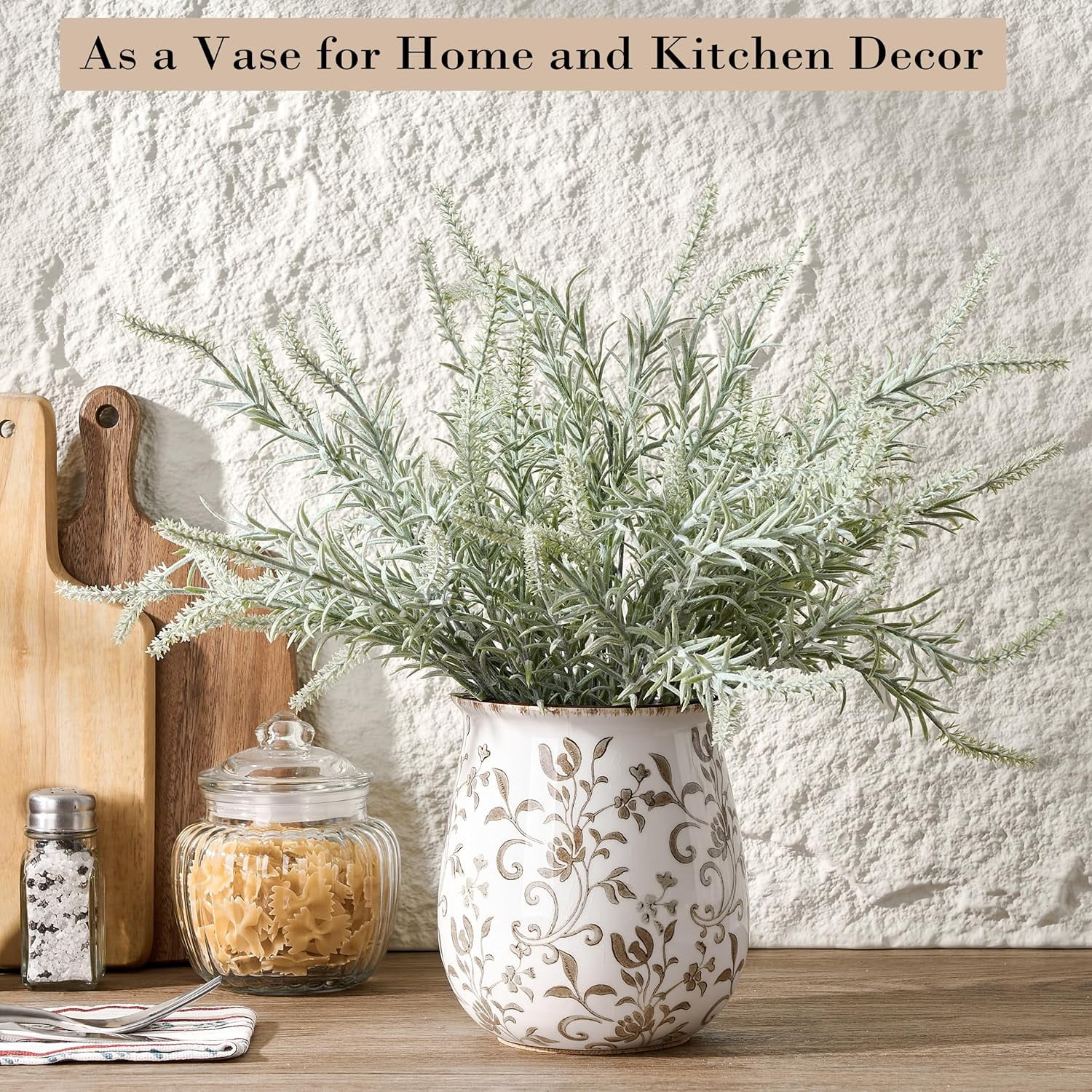 Ceramic Utensil Holder with Floral Pattern