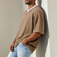 thumbnail image 6 of Fanshiluo Men's V Neck Drop Shoulder Short Sleeve T-Shirt, Fake Two-Piece Loose Casual Top,Size:XXXXL,Big and Tall Men, 6 of 7