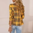 thumbnail image 5 of UPPADA Flannel Shirts for Women Button up Plaid Shirt Long Pocketed Shacket Jacket Coat Long Sleeve Business Casual Tops for Women Yellow,M, 5 of 5