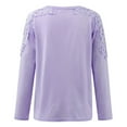 thumbnail image 5 of Samickarr Pullover Sweaters For Womens Trendy Dressy Business Casual Loose Fit Tunic Tops To Wear With Leggings Women Solid O-Neck Lace Hollow Out Long Sleeve Pullover Slimming Blouse T-Shirt Tops, 5 of 6