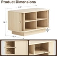 thumbnail image 2 of 31.5" W Small Shoe Storage Bench, Shoe Bench Entryway with Sliding Doors and Adjustable Shelvs, Wooden Low Cabinet for Hallway, Living Room, Bedroom, Apartment, Dorm, Mudroom, Garage, Oak, 2PCS, 2 of 11