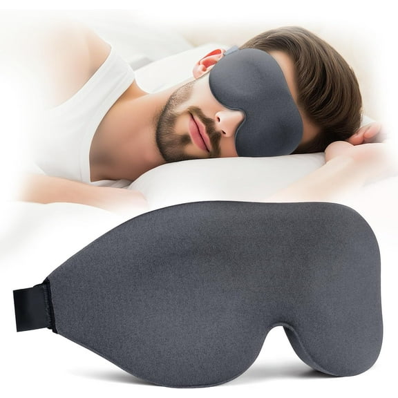 Sparklane - Sleep Mask for Back and Side Sleeper, Block Out Light, Luxury Sleeping Eye Mask of 3D Night Blindfold, Zero Pressure Breathable Travel Eye Cover Grey