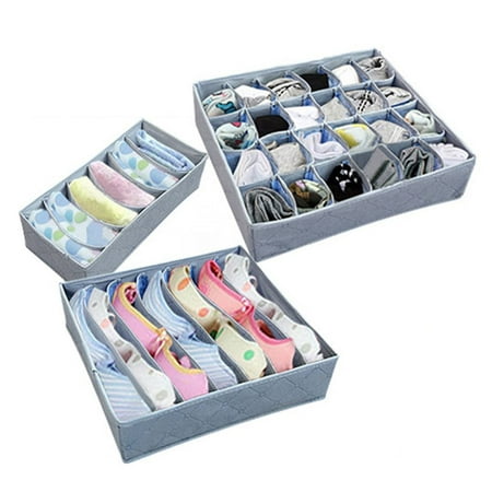 

3Pcs Sock Bra Underwear Drawer Storage Box Zipper Bamboo Charcoal Set