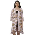 thumbnail image 1 of Moomaya Moss Georgette Printed Shrug Beach Cloth 3/4 Sleeve Cardigans For Women, 1 of 6
