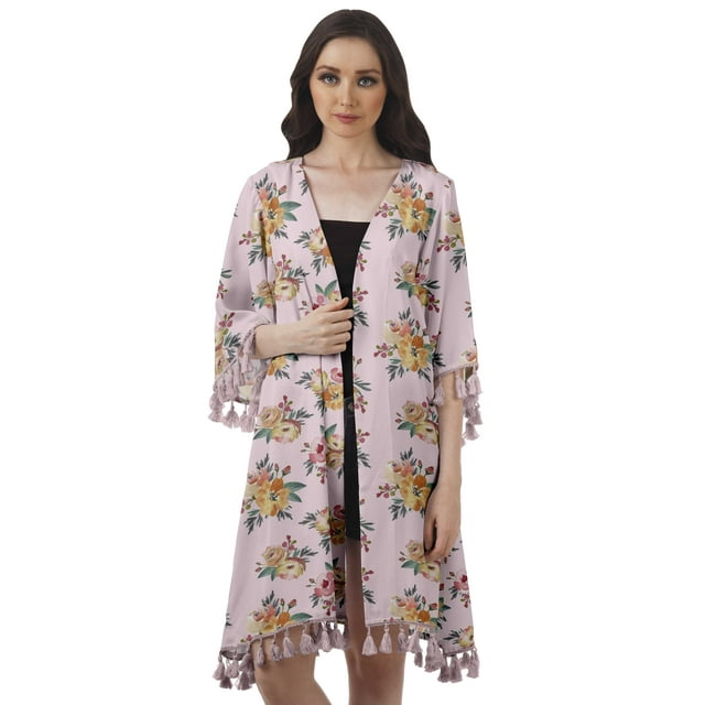 Moomaya Moss Georgette Printed Shrug Beach Cloth 3/4 Sleeve Cardigans For Women