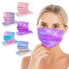50ct Adult Disposable Mask with Tie Dye Design, 3 Ply Filter Mask 3-Layer Face Mask with Nose Wire and Ear Loopps for Women & Men