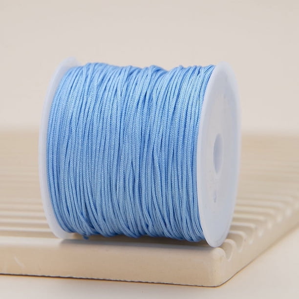 Zhuge Cordón de nailon para pulseras, cordón de seda satinada con forma de cola de rata, cordón sedoso para abalorios, pulseras trenzadas, collares, fabricación de joyas (azul claro)