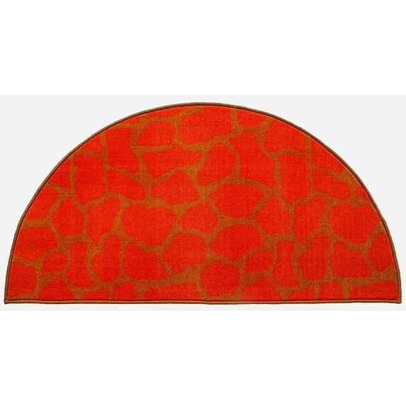 Animal Collection Custom Size Animal Print Area Rug for Living Room, Dining Room, Kitchen, Bedroom, Kids, Giraffe Dark Orange - 22" x 44" Half Round