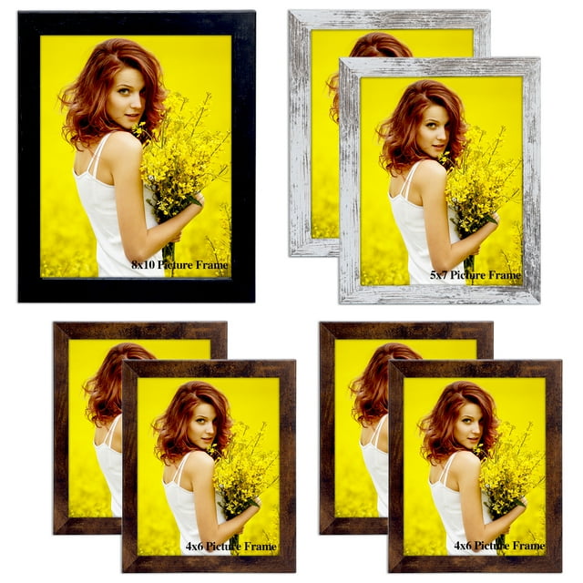 7 Pack Mixed Colorful Picture Frames,Four 4x6,Two 5X7,One 8X10 Photo