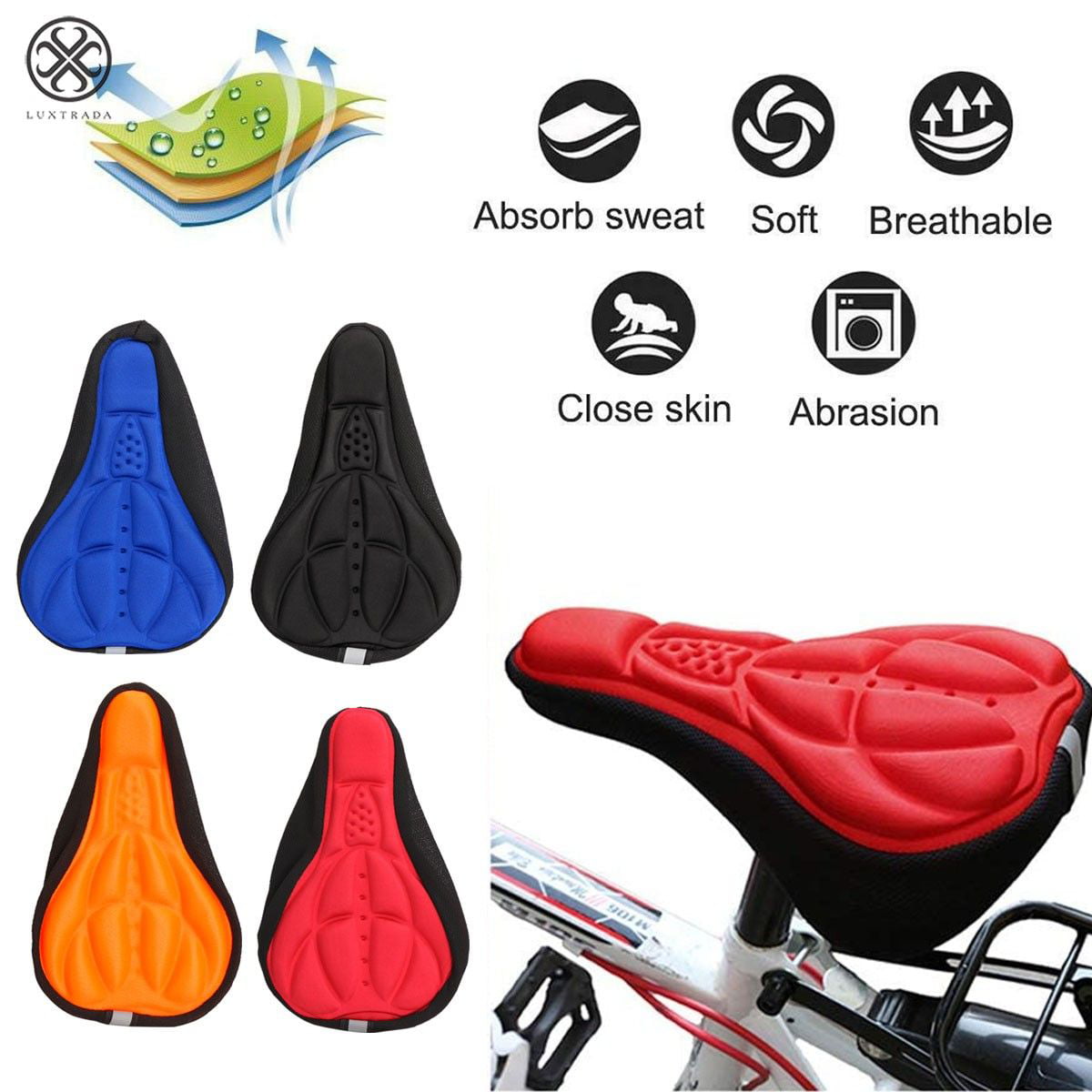 Padded Bike 3D Gel Saddle Seat Cover Bicycle Silicone Soft Comfort Pad Cushion 