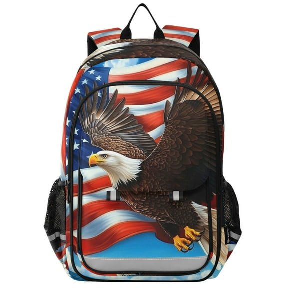 ALAZA Eagle American Flag Laptop Backpack Purse Travel Bag Casual School Bookbag Rucksack for Women Men