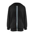 thumbnail image 4 of BXINGOHAI Women's Full Zip Up Hoodie Long Sleeve Hooded Sweatshirts Solid Drawstring with Pockets Jacket Coat for Women Today Sales Black,L, 4 of 6