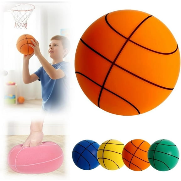 Silent Basketball Size 3/5/7, Quiet Basketball Dribbling Indoor Foam Basketballs for Noise Free Play, Soft PU Airless Ball for Dorm Travel Training, Size 5